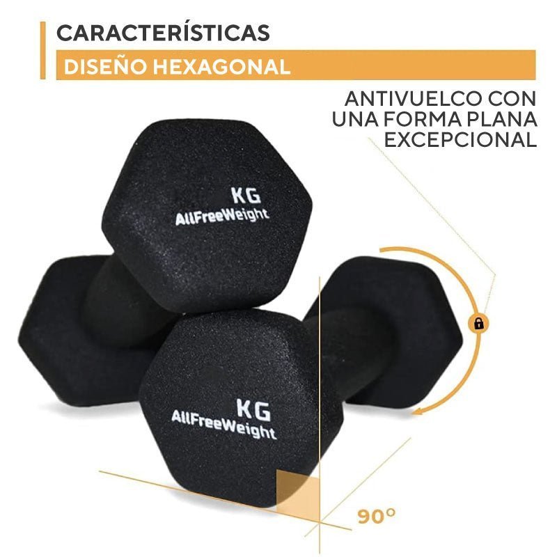 Mancuernas de Neopreno Hexagonales Antideslizantes 1 Kg - everir